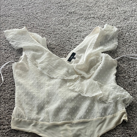 Lulu's Beige Ruffle Bodysuit - Picture 3 of 6